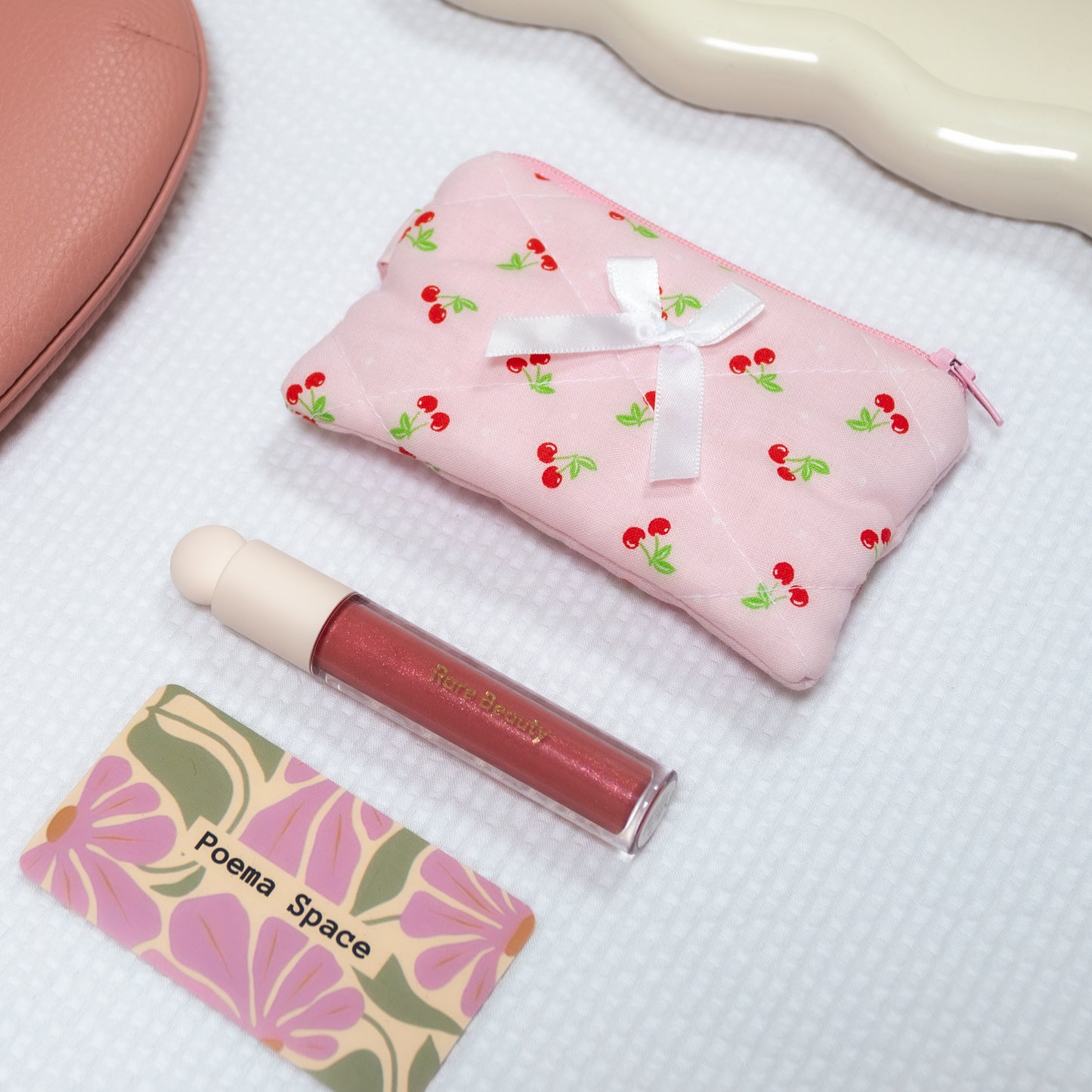 Mini Wallet - Baby Pink Cherries