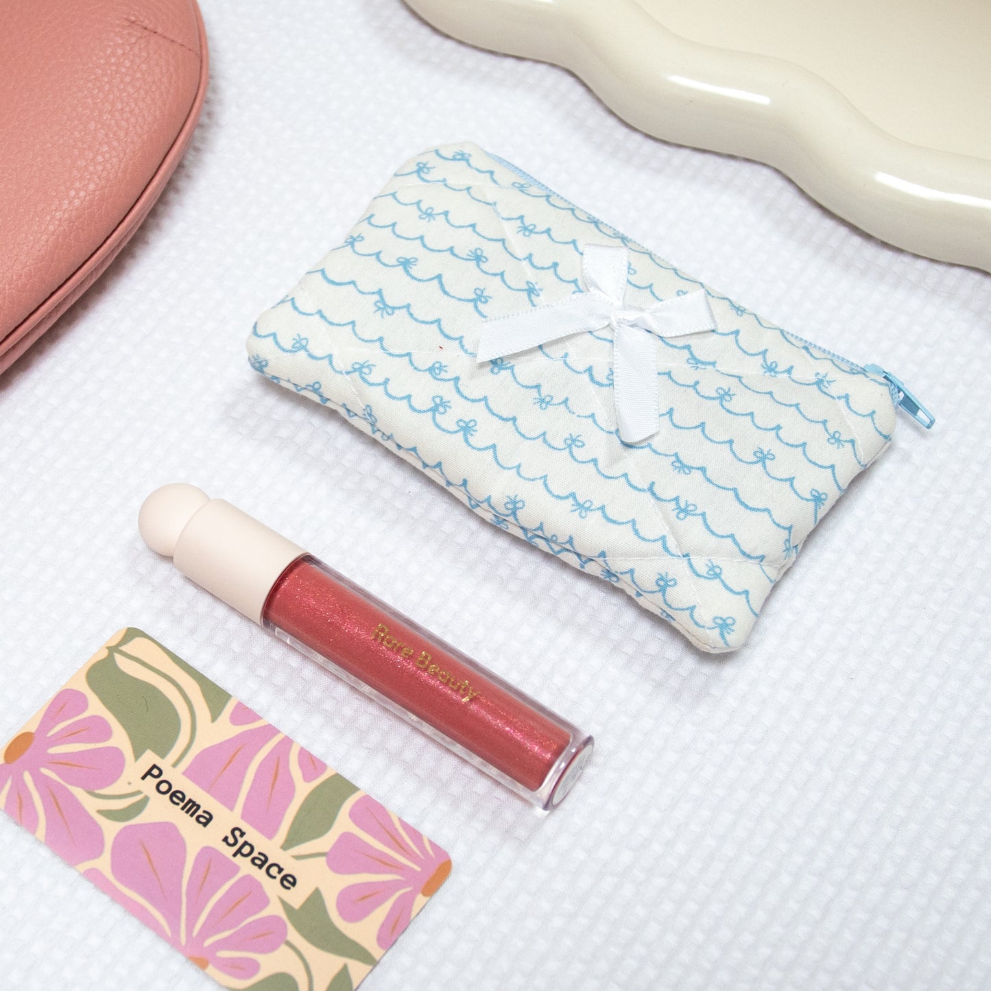 Mini Wallet - Baby Blue Bows