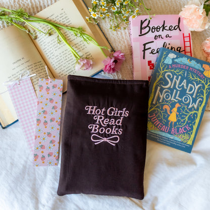 Embroidered Book Sleeve - Hot Girls Read Books