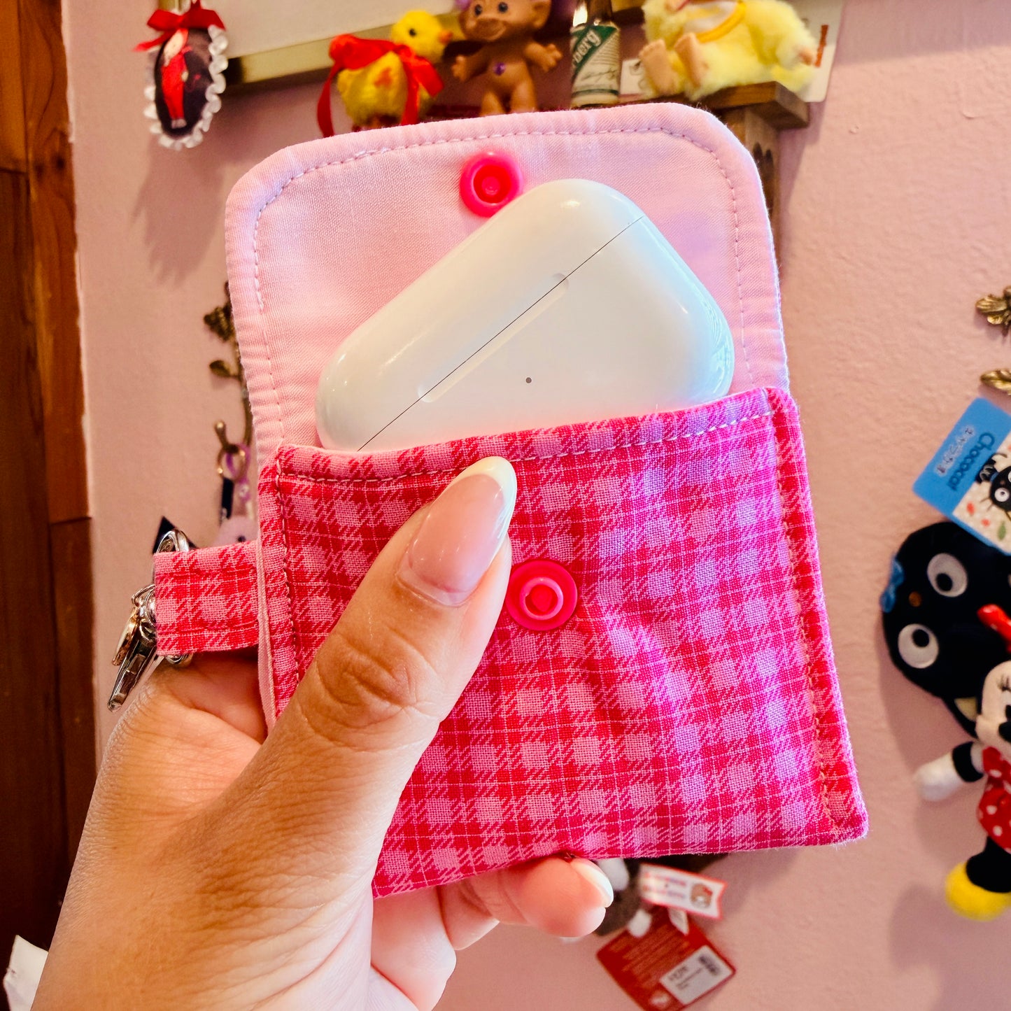 AirPod Holder - Hot Pink Gingham