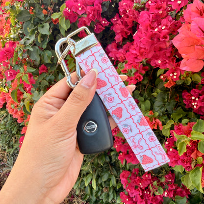 Key Fobs -Strawberries and Bows Handmade Keychain