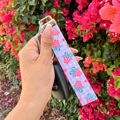 Key Fobs -Strawberry Gingham Handmade Keychain