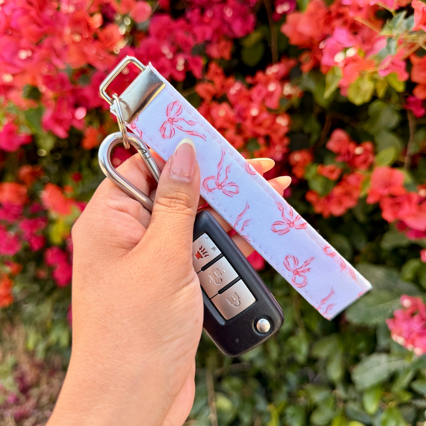 Key Fobs - Baby Pink Bows Handmade Keychain