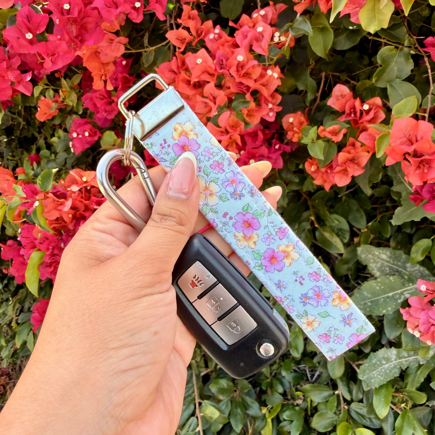 Key Fobs - Blue Floral Handmade Keychain