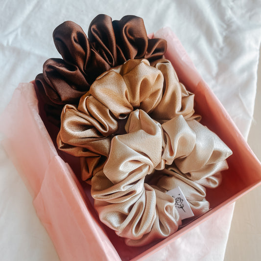 Nude Satin Scrunchie Collection