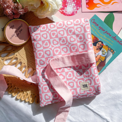 Bow Pink Heart Book Sleeve