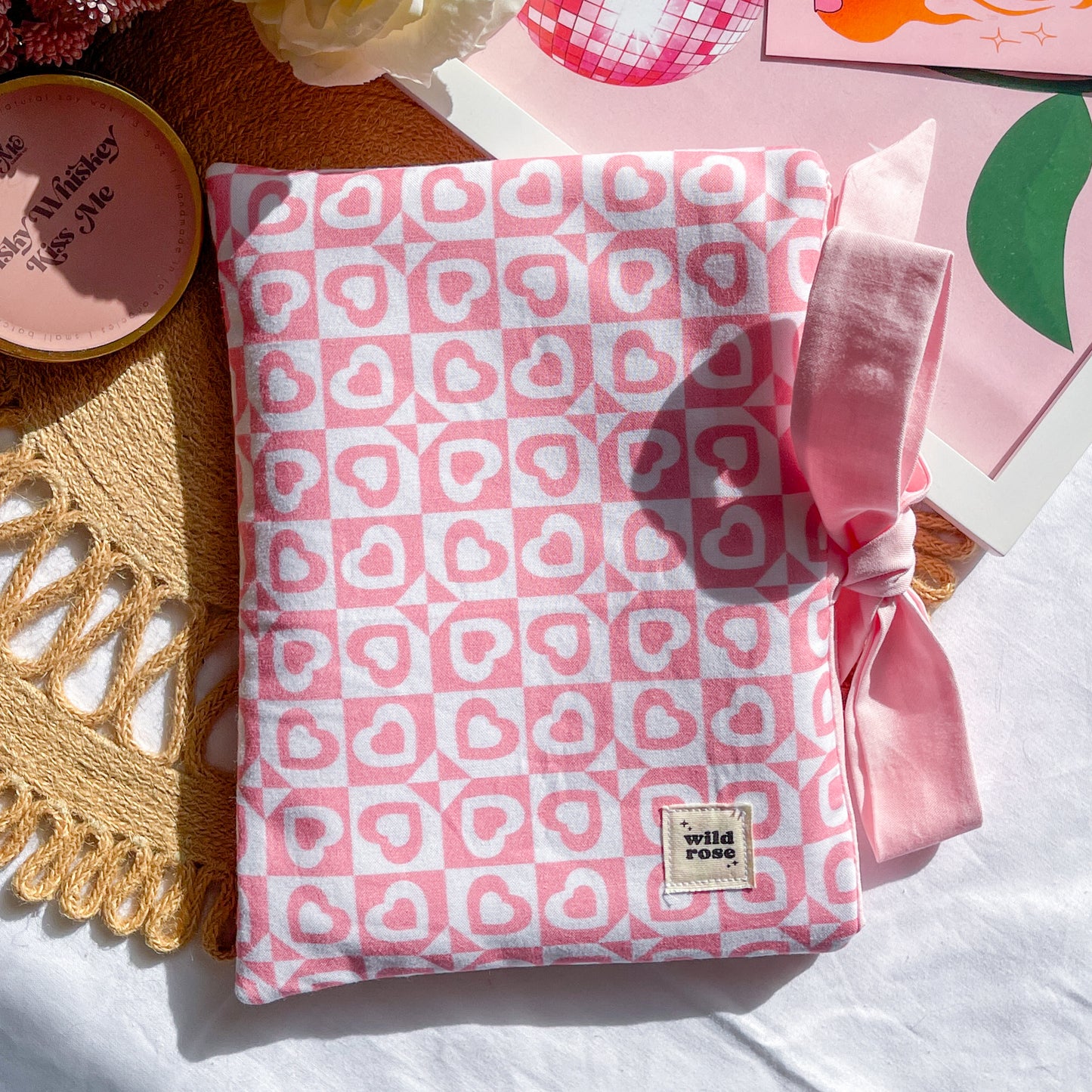 Bow Pink Heart Book Sleeve