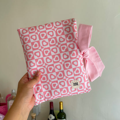 Bow Pink Heart Book Sleeve