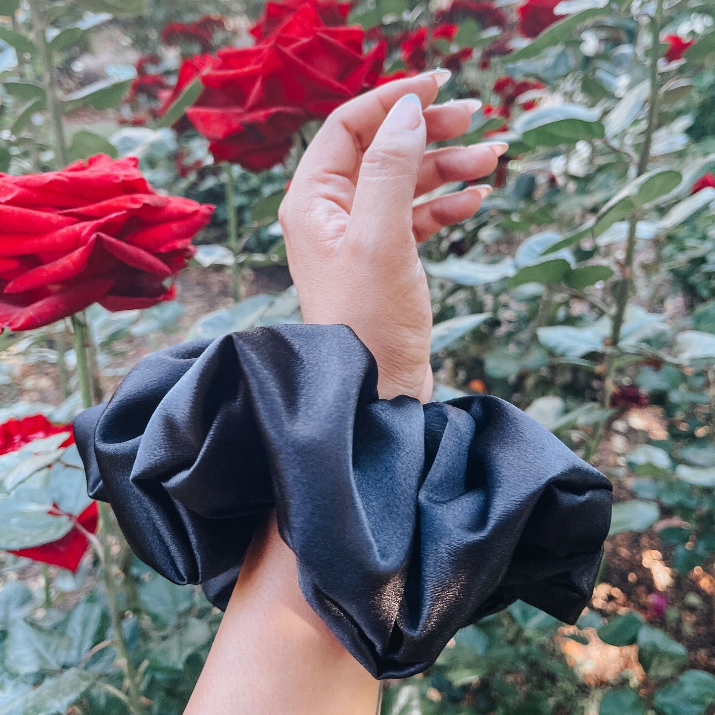 XXL Black Satin Scrunchie