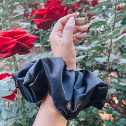 XXL Black Satin Scrunchie