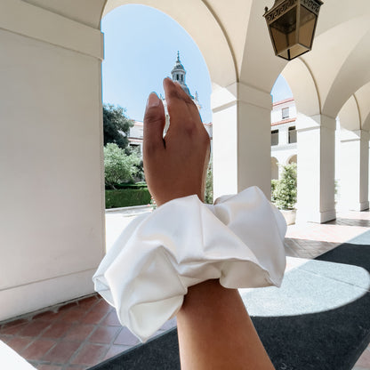 XXL White Satin Scrunchie