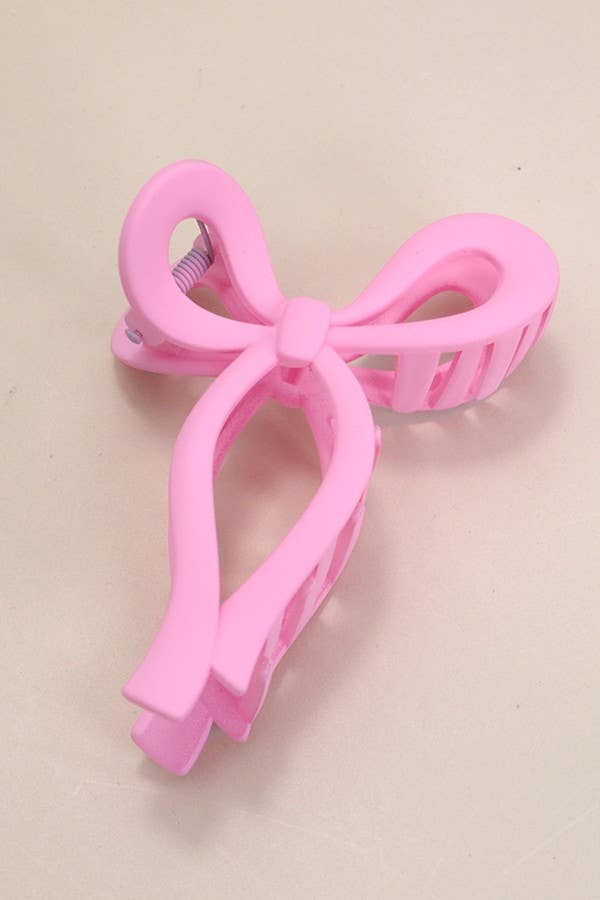 Pink Bow Hair Claw Clip