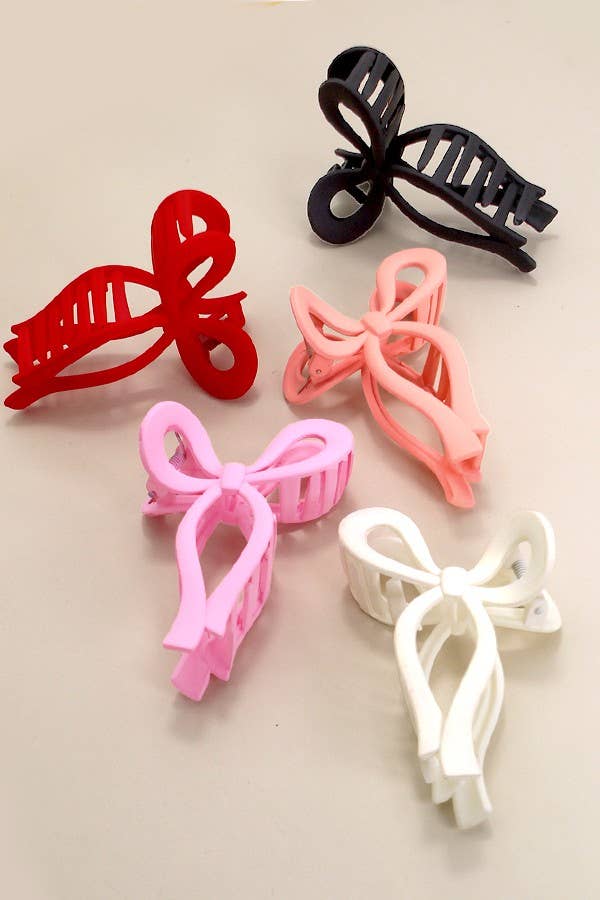 Pink Bow Hair Claw Clip